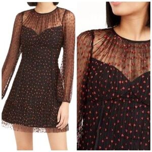 FOXIEDOX HEART PRINT DRESS BLACK RED SIZE MEDIUM VALENTINES